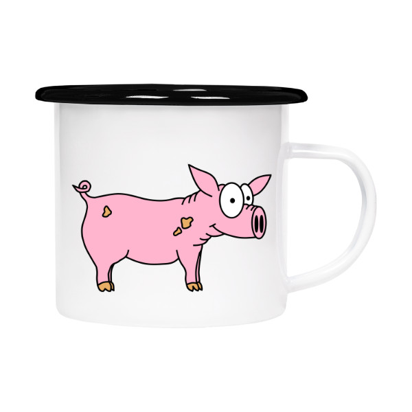 Plecháček - smaltový lem s potiskem Prasečí slečna Vendy plecháček